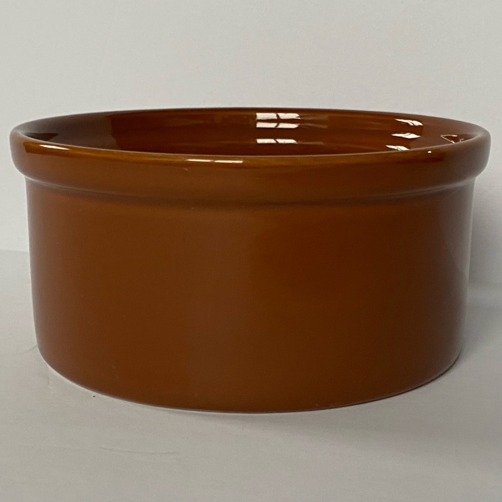 Ceramic Per Bowl Open 6” Wide Brown Casserole Dish Stoneware EUC Dog Cat glazed